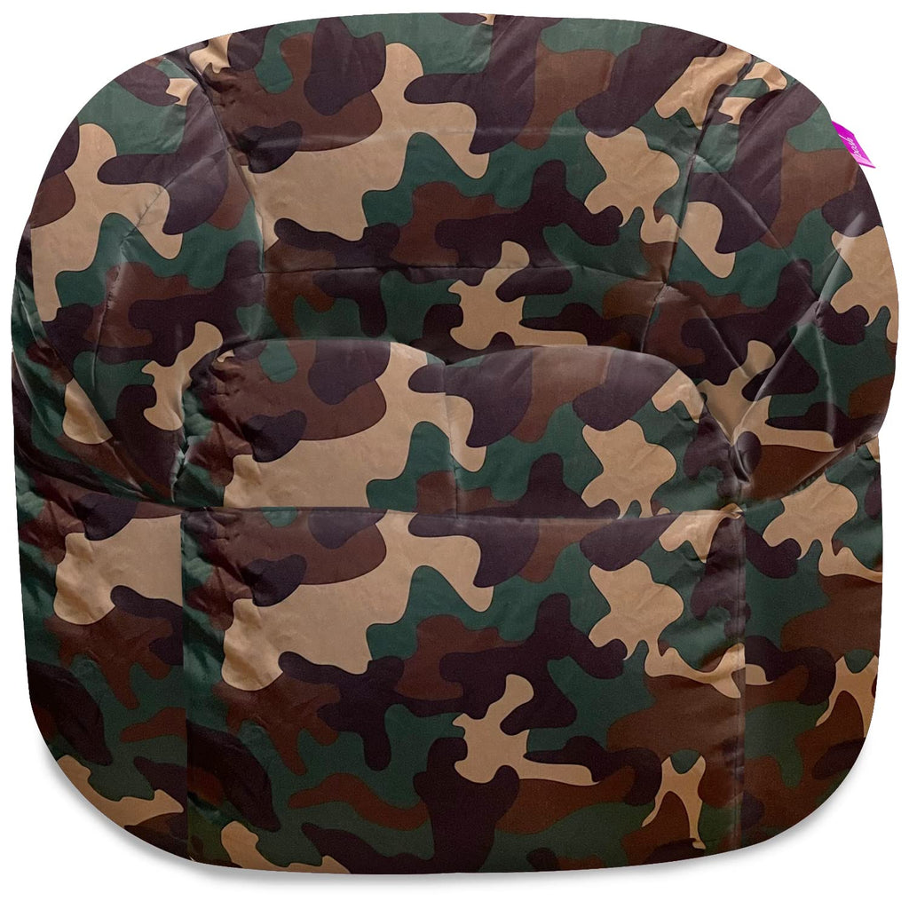 Posh Creations Structured Comfy Bean Bag Chair for Gaming, Reading, and Watching TV, Malibu Lounge, Canvas - Forest Critters on White