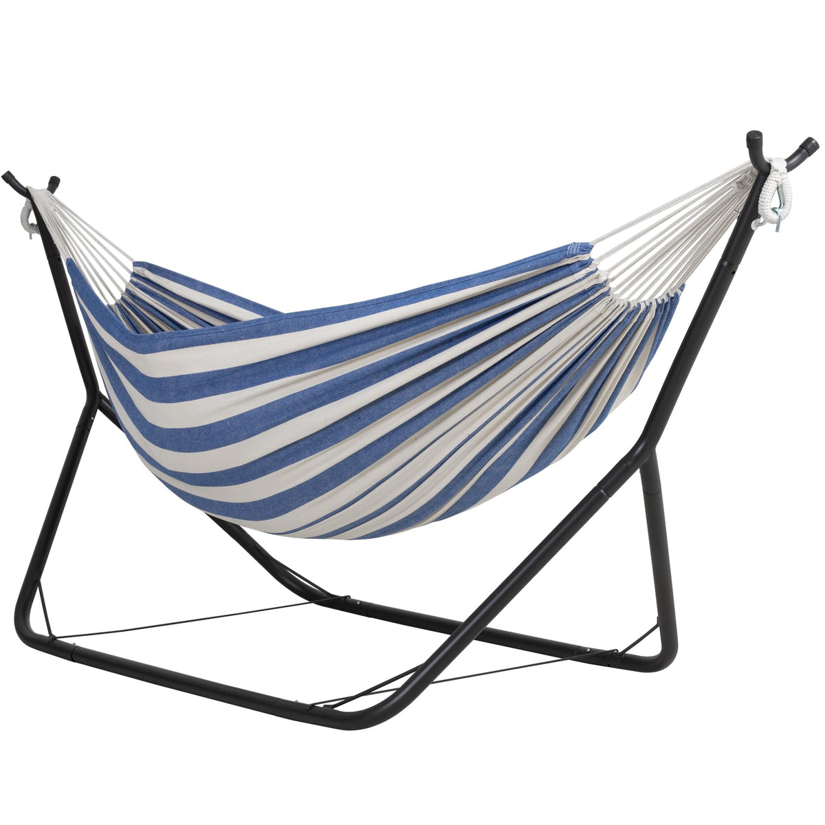 ANOW Double Space Saving Hammock with Stand, Dark Gray with Tassels