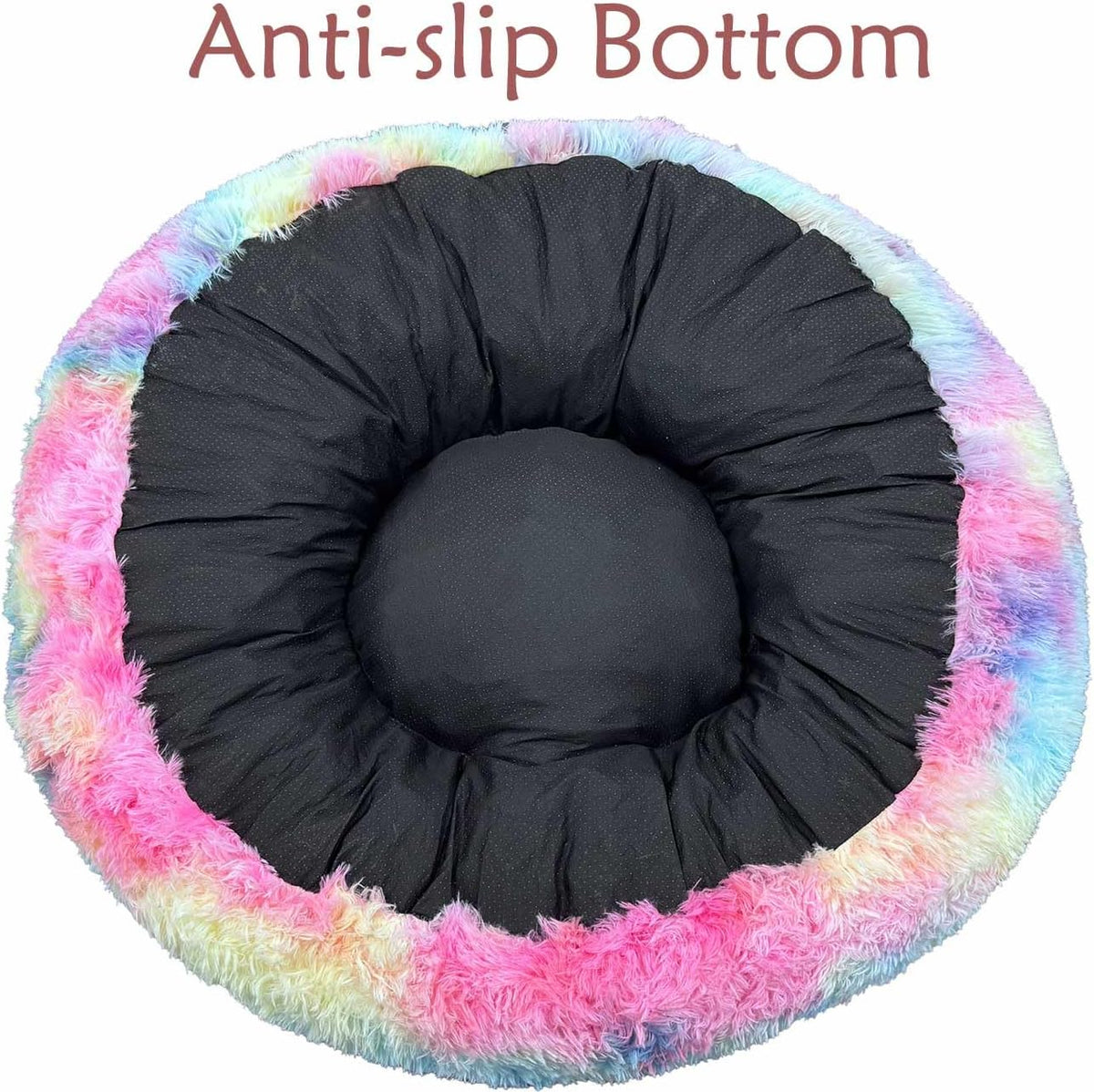 Fluffy Bean Bag Chair for Kids, with Plush Faux Fur Cover, 2.5FT Memory Foam Bean Bag Chairs for Teens & Kids, Ultra Soft Sofa for Living Room/Bedroom/Dorm,Rainbow