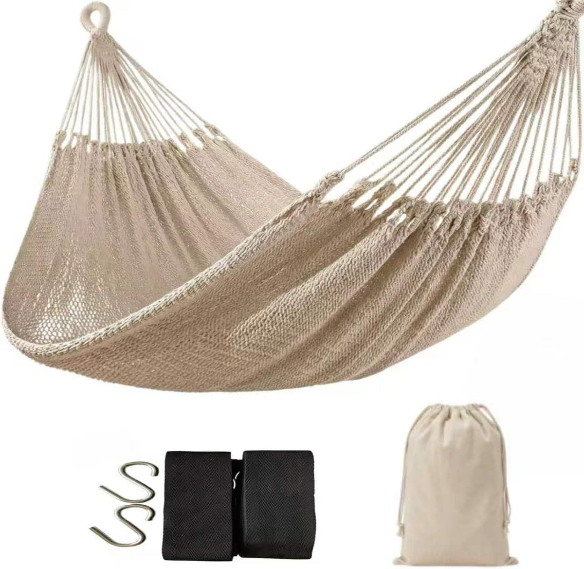WjrnlfdHammock 79 * 59in550lbs 2Person Cotton Rope Outdoor Camping Hammock