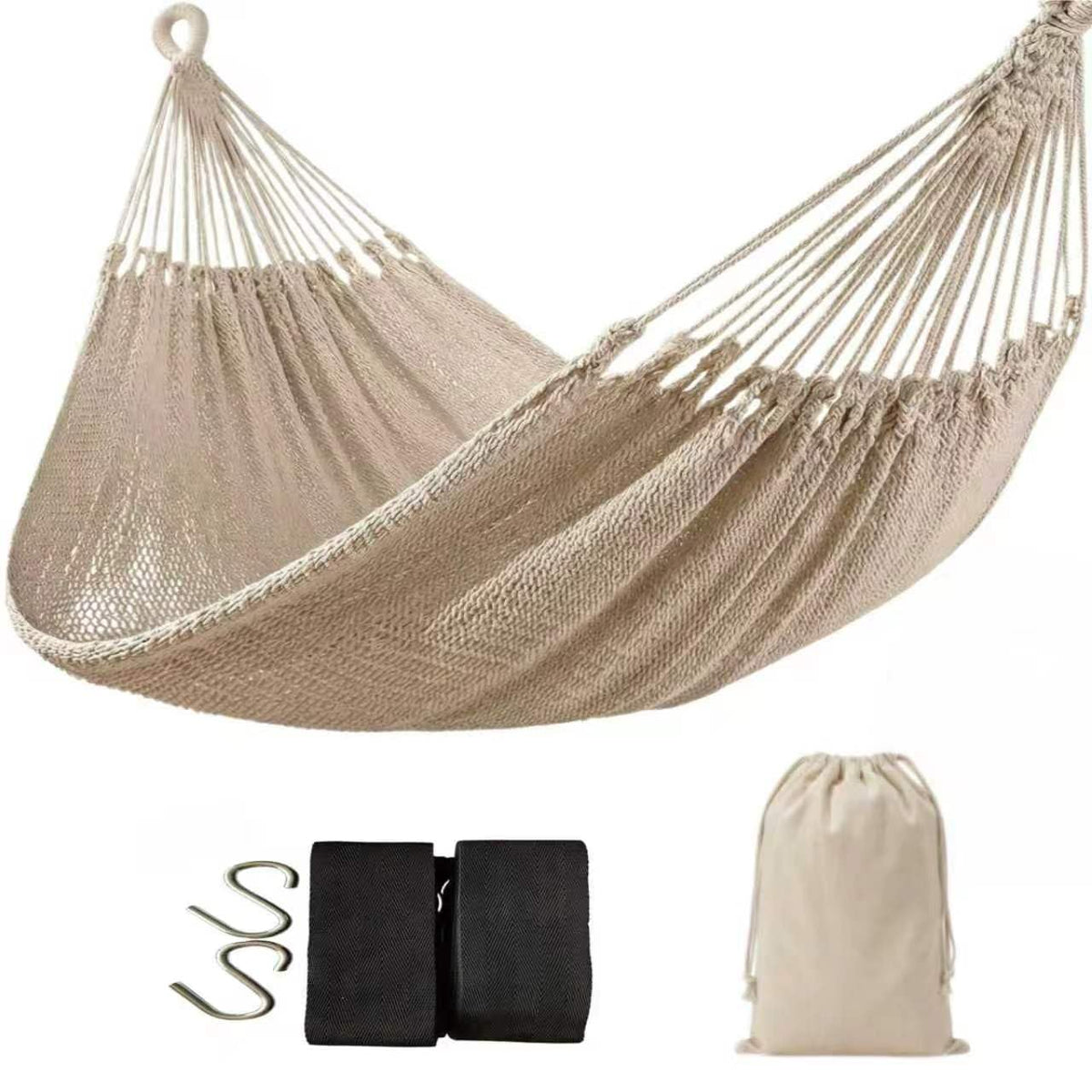 WjrnlfdHammock 79 * 59in550lbs 2Person Cotton Rope Outdoor Camping Hammock