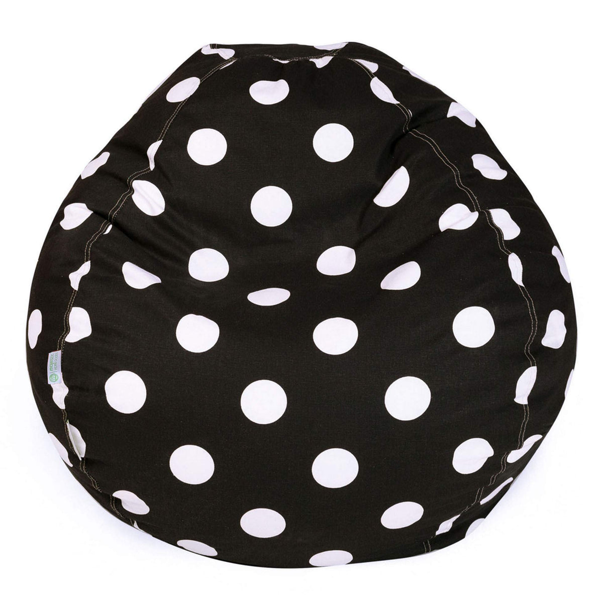 Majestic Home Goods Classic Bean Bag Chair - Large Polka Dots Giant Classic Bean Bags for Small Adults and Kids (28 x 28 x 22 Inches) (Black)