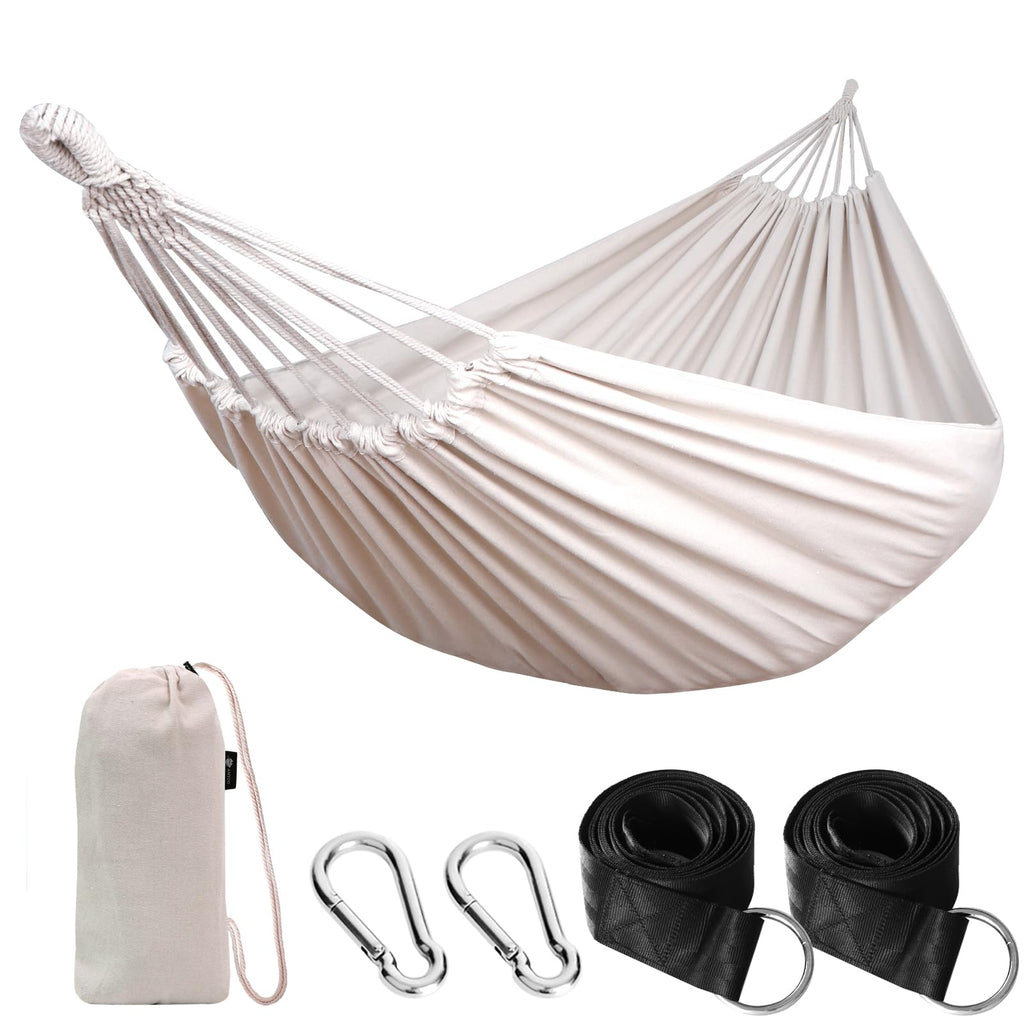 ANYOO Cotton Camping Hammock Portable with Tree Straps Holds 660lbs