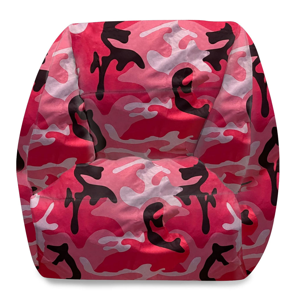 Posh Creations Structured Comfy Bean Bag Chair for Gaming, Reading, and Watching TV, Malibu Lounge, Canvas - Forest Critters on White