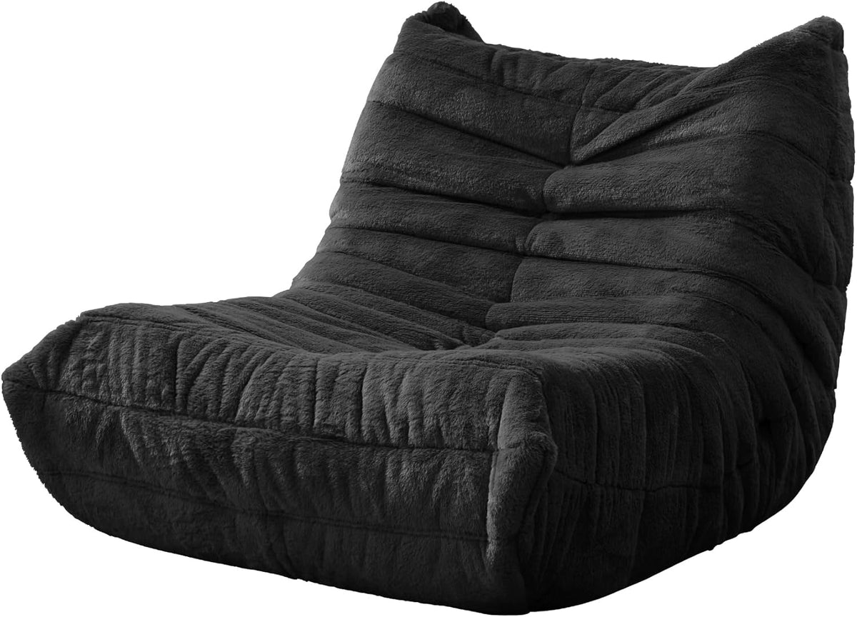 Hobestluk Kids Bean Bag Chair Fluffy Black Small Beanbag Couch