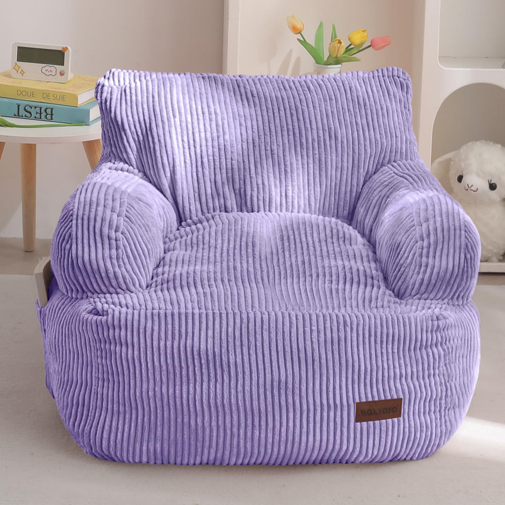 MAXYOYO Kids Bean Bag Chair, Stuffed Bean Bag Sofa, Beige, Standard