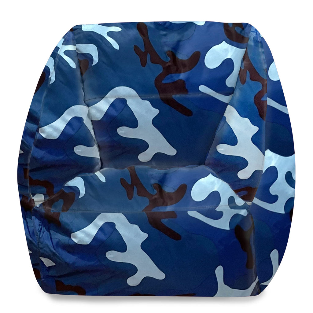 Posh Creations Structured Comfy Bean Bag Chair for Gaming, Reading, and Watching TV, Malibu Lounge, Canvas - Forest Critters on White