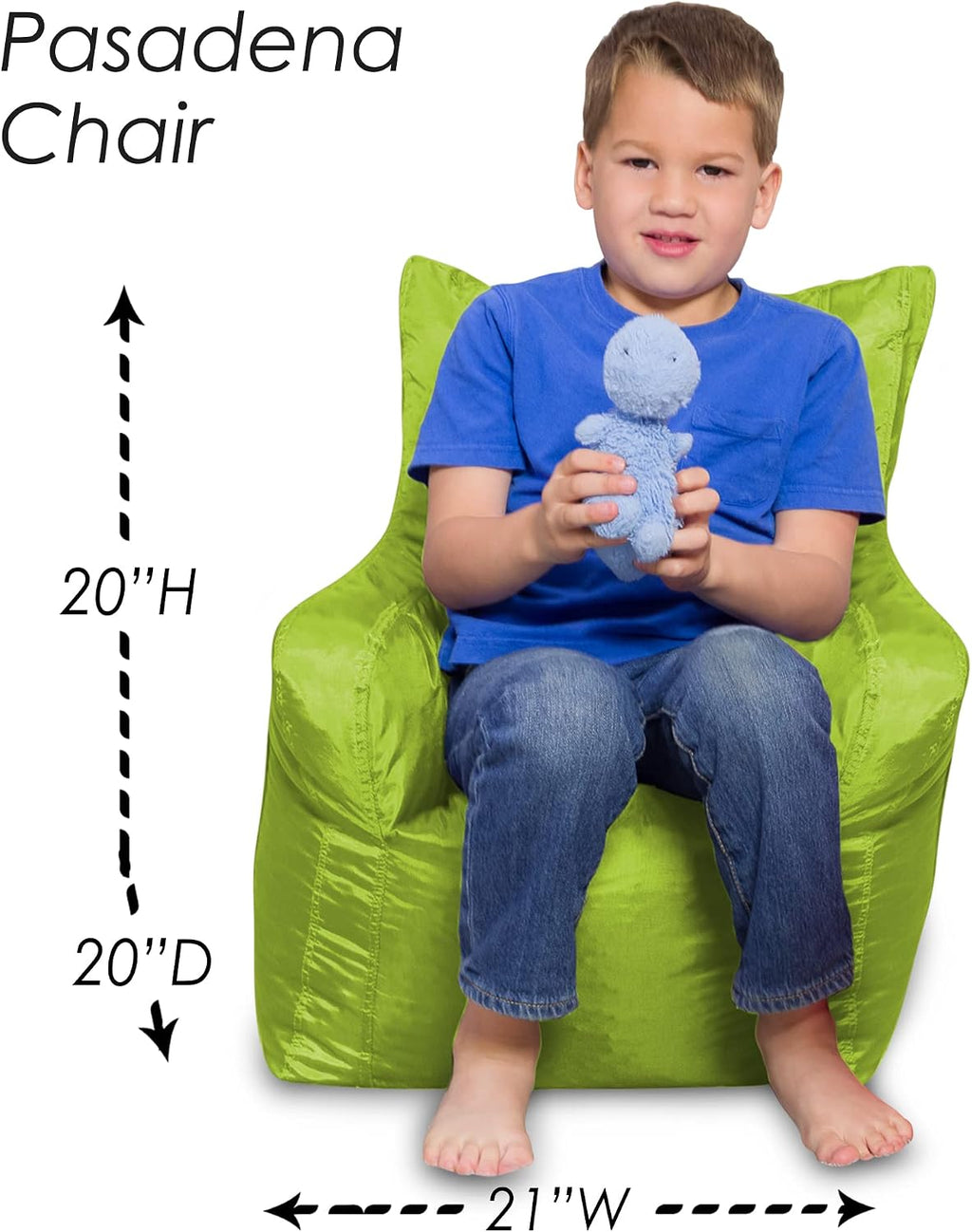 Posh Creations Pasadena Bean Bag Toddlers and Kids, Comfy Chair for Children, Soft Nylon-Lime