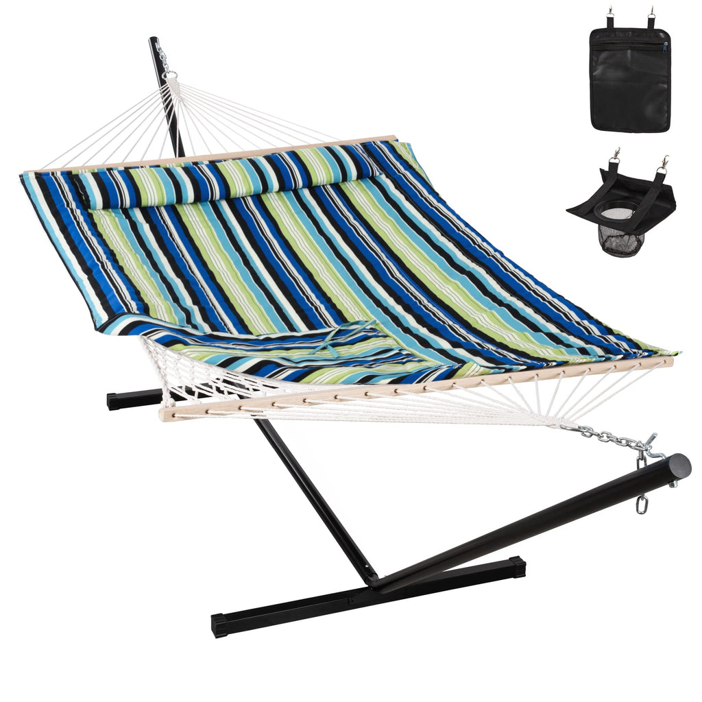 ANOW Double Rope Hammock with Spreader Bars and Carrying Bag, Natural