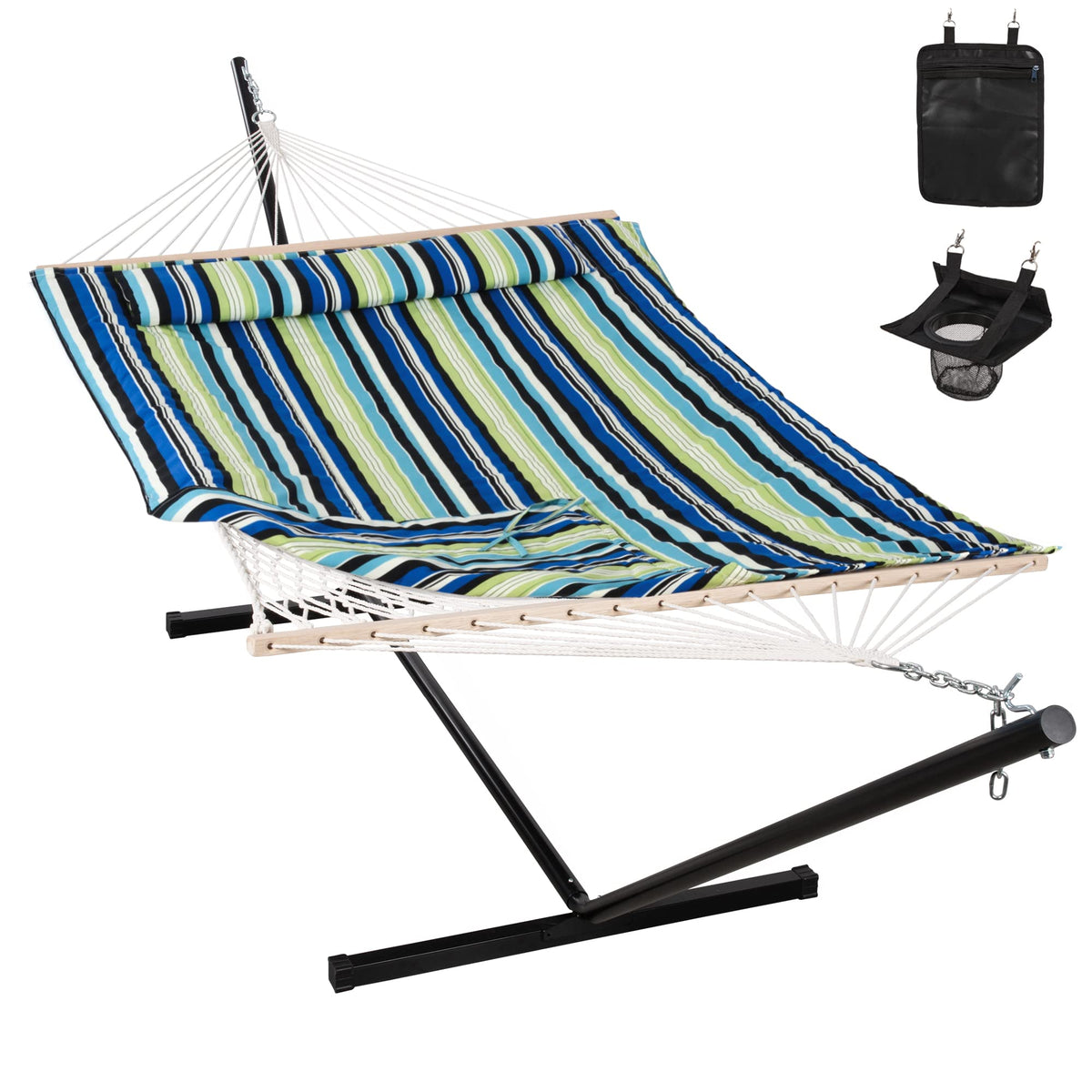 ANOW Double Rope Hammock with Spreader Bars and Carrying Bag, Natural