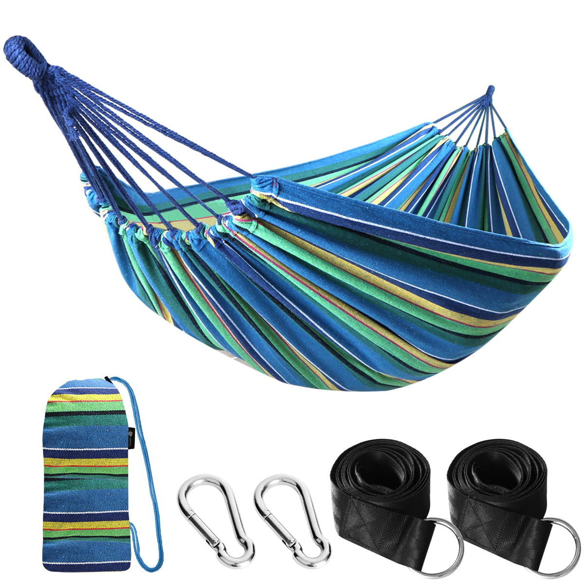 ANYOO Cotton Camping Hammock Portable with Tree Straps Holds 660lbs