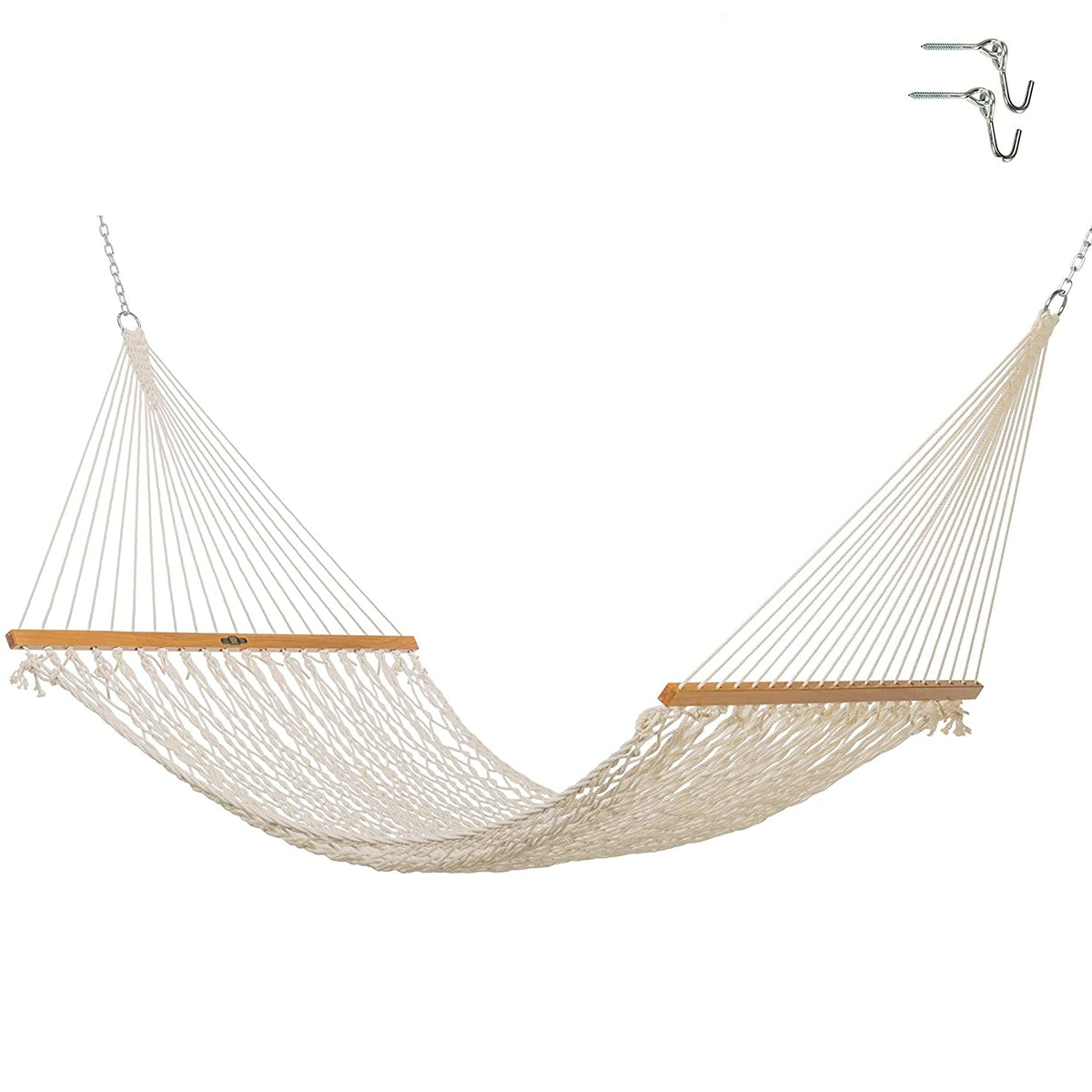 Original Pawleys Island 13OC Original Deluxe Cotton Rope Hammock with Free Extension Chains & Tree Hooks, Handcrafted in The USA, Accommodates 2 People, 450 LB Weight Capacity, 13 ft. x 55 in.