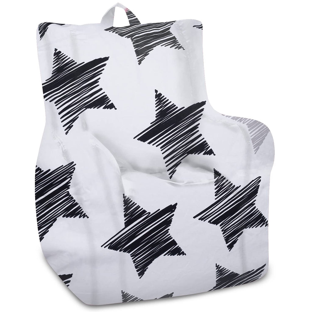 Posh Creations Structured Comfy Bean Bag Chair for Gaming, Reading, and Watching TV, Malibu Lounge, Canvas - Forest Critters on White