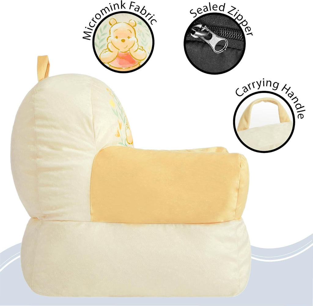 Disney Winnie the Pooh Kids Sofa Bean Bag Armchair, Soft Plush Lounge Chair for Bedroom or Playroom