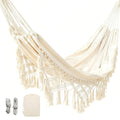 Goutime Double Hammock,Macrame Boho Portable Camping Tree Hammock,Beige
