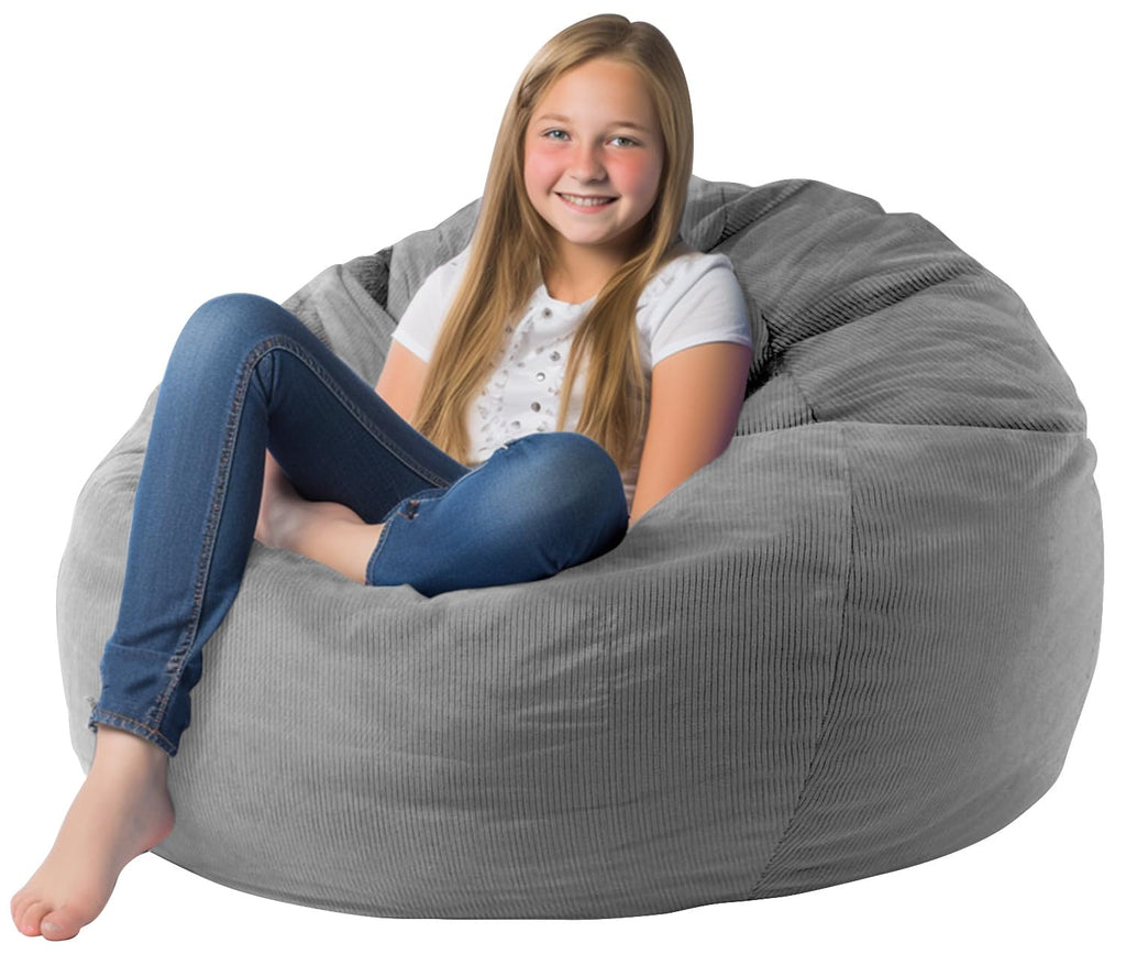 Stuffed Animal Bean Bag Storage Chair Cover for Kids Teens Adults (No Filler) Soft Washable Premium Corduroy Organizing Plush Toys Comfortable Organizer Keep Clutter with Premium Zipper Medium