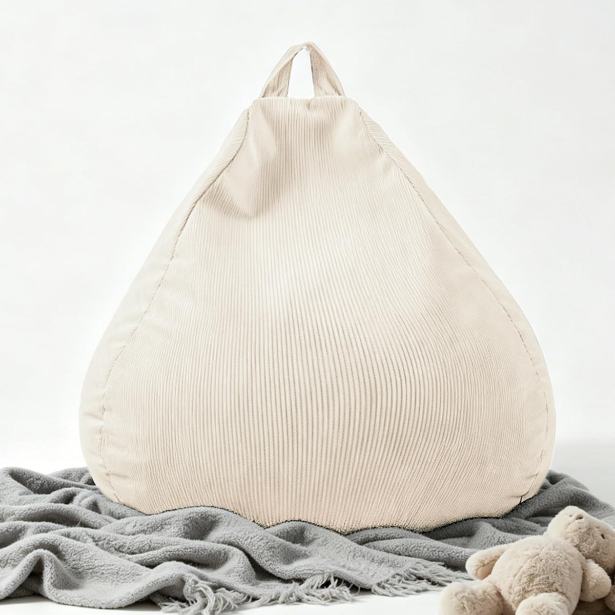 LPMOERA Stuffed Animal Storage Soft Bean Bag Chair Cover No Filler Caramel
