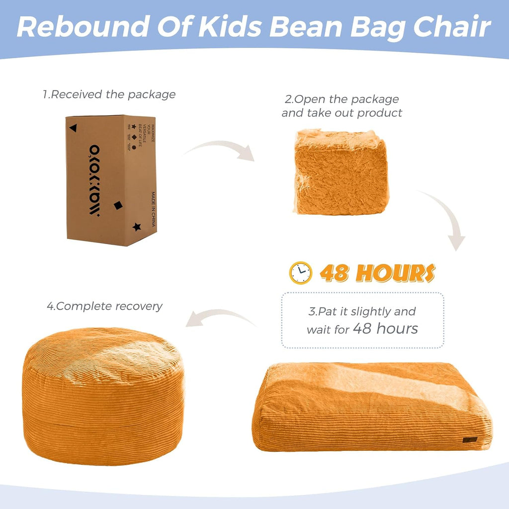 MAXYOYO Bean Bag Chair for Kids, Convertible Bean Bag Seat, Orange