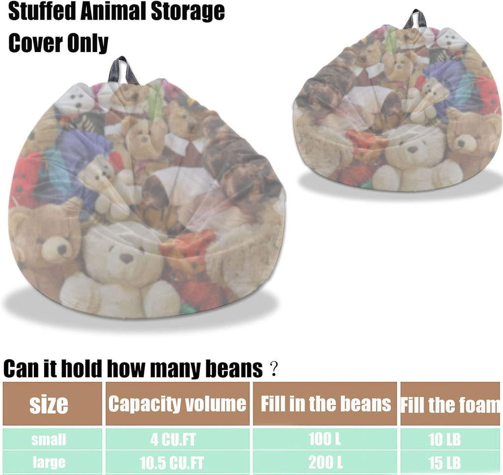 Stuffed Animal Storage Bean Bag Chair Cover (No Filler) Washable