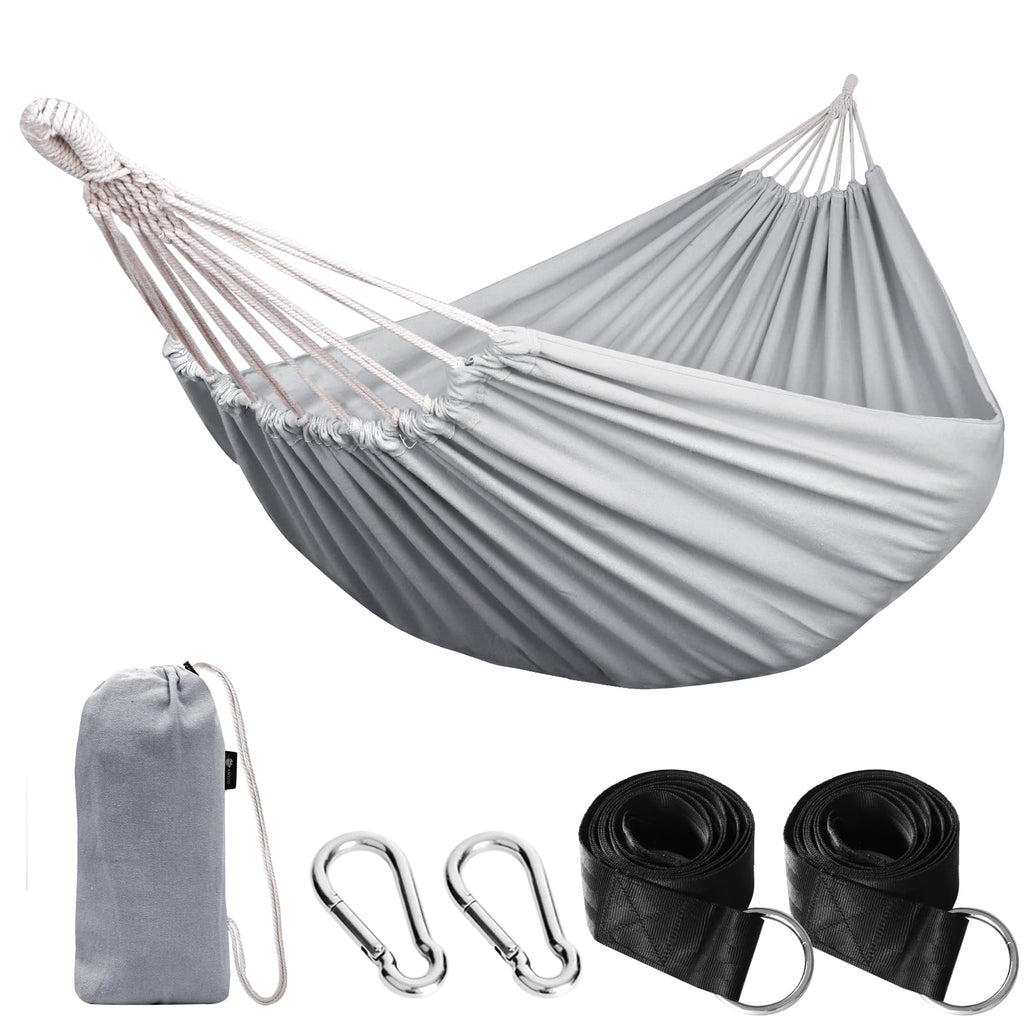 ANYOO Cotton Camping Hammock Portable with Tree Straps Holds 660lbs