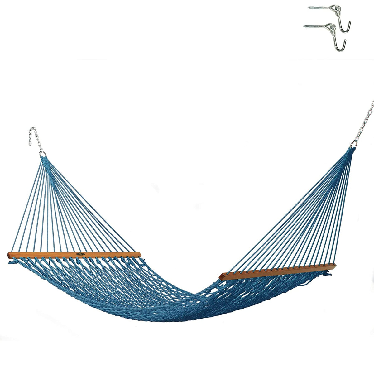 Original Pawleys Island Single Oatmeal DuraCord Rope Hammock – 12 ft. x 50 in., 1-Person, 450 lb Capacity, Oak Spreader Bar, Zinc-Plated Hardware, Handcrafted in the USA