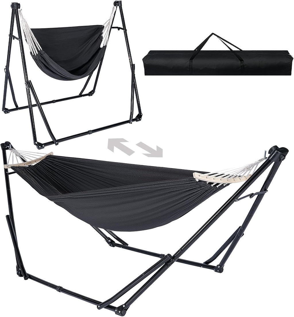 2-in-1 Hammock Chair with Stand, Portable Hammock, Black