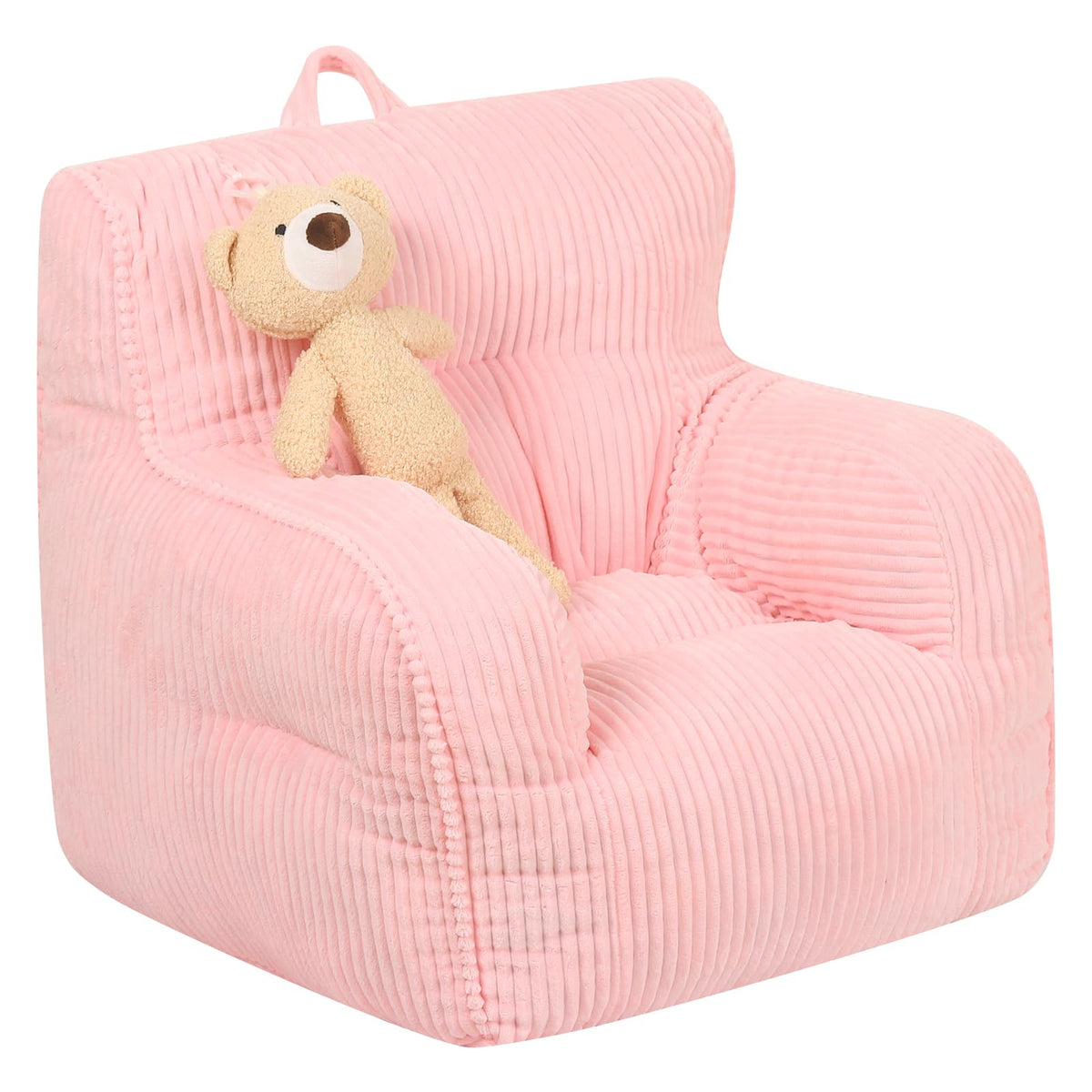 MOMCAYWEX Kids Bean Bag Chair with a Plush Bear, Comfy Toddler Chair for Boys and Girls, Grey