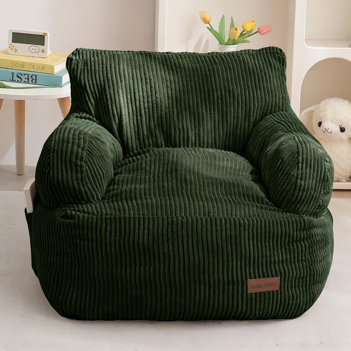 MAXYOYO Kids Bean Bag Chair, Stuffed Bean Bag Sofa, Dark Grey, Standard