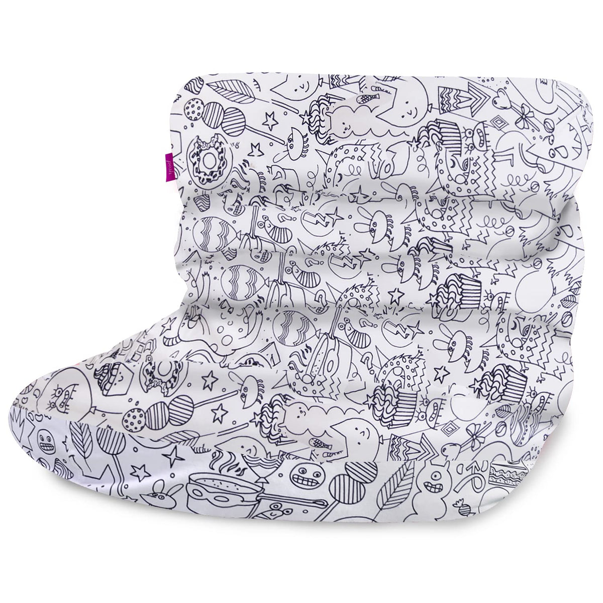 Posh Creations Structured Comfy Bean Bag Chair for Gaming, Reading, and Watching TV, Malibu Lounge, Canvas - Forest Critters on White