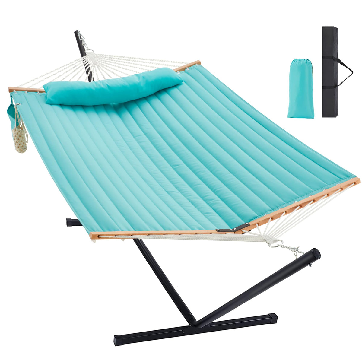 Homgava Two Person Hammock with Stand for Outside, Off White