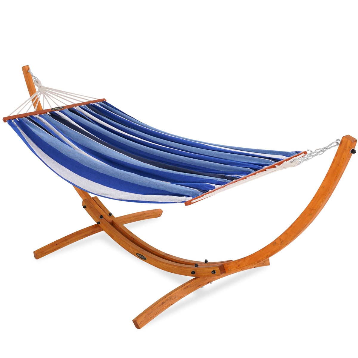 Lazy Daze 2 Person Cotton Hammock with 10.5FT Brown Wood Hammock Stand