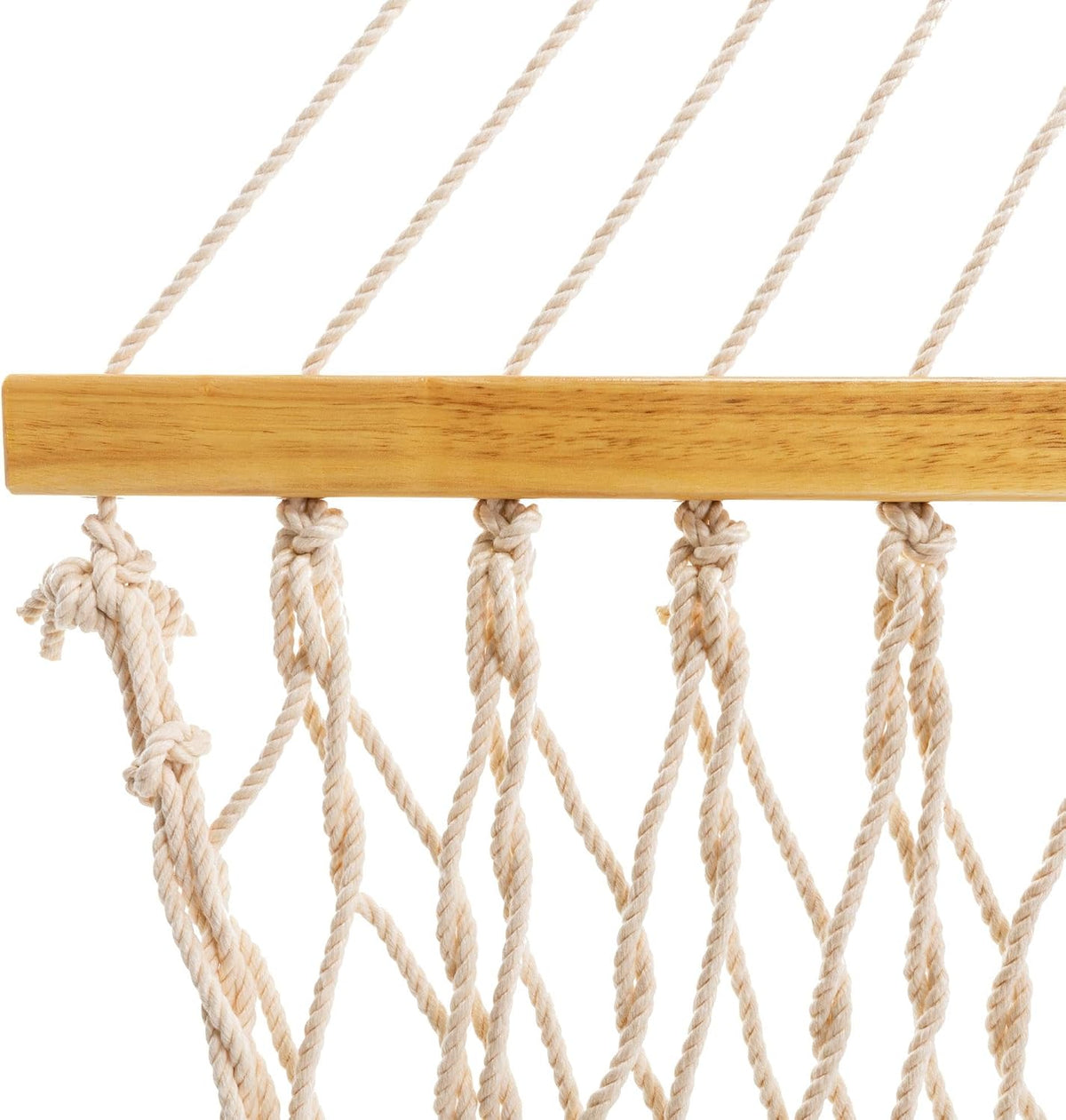 Original Pawleys Island Single Oatmeal DuraCord Rope Hammock – 12 ft. x 50 in., 1-Person, 450 lb Capacity, Oak Spreader Bar, Zinc-Plated Hardware, Handcrafted in the USA