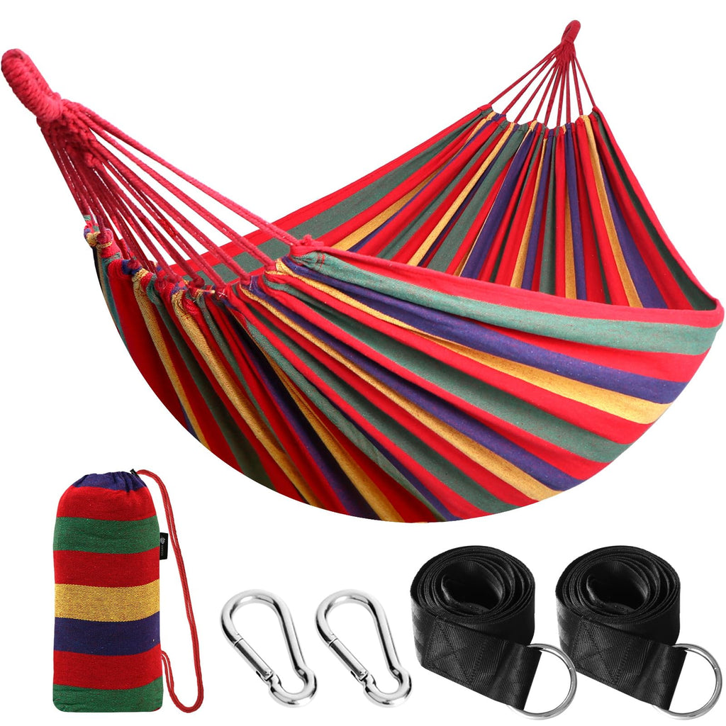 ANYOO Cotton Camping Hammock Portable with Tree Straps Holds 660lbs