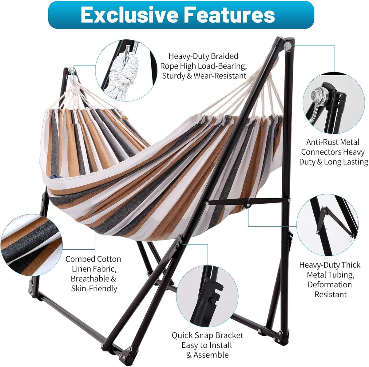 Portable Hammock with Stand for Outside or Inside,No Tree Required