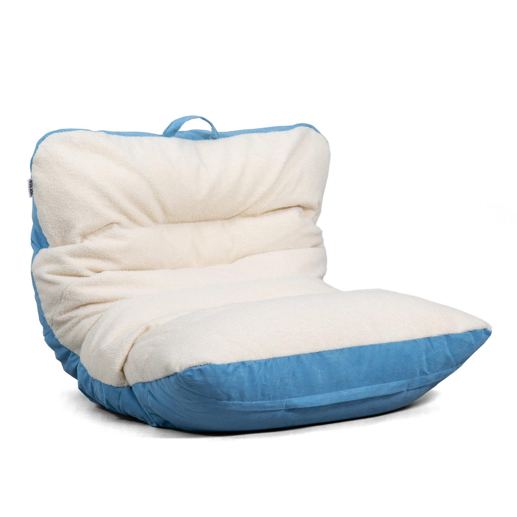 Big Joe Roma Kid's Bean Bag Chair, Oat Sherpa and Graphite, Vegan Suede, 2 Foot Lightweight Refillable Children's Seat