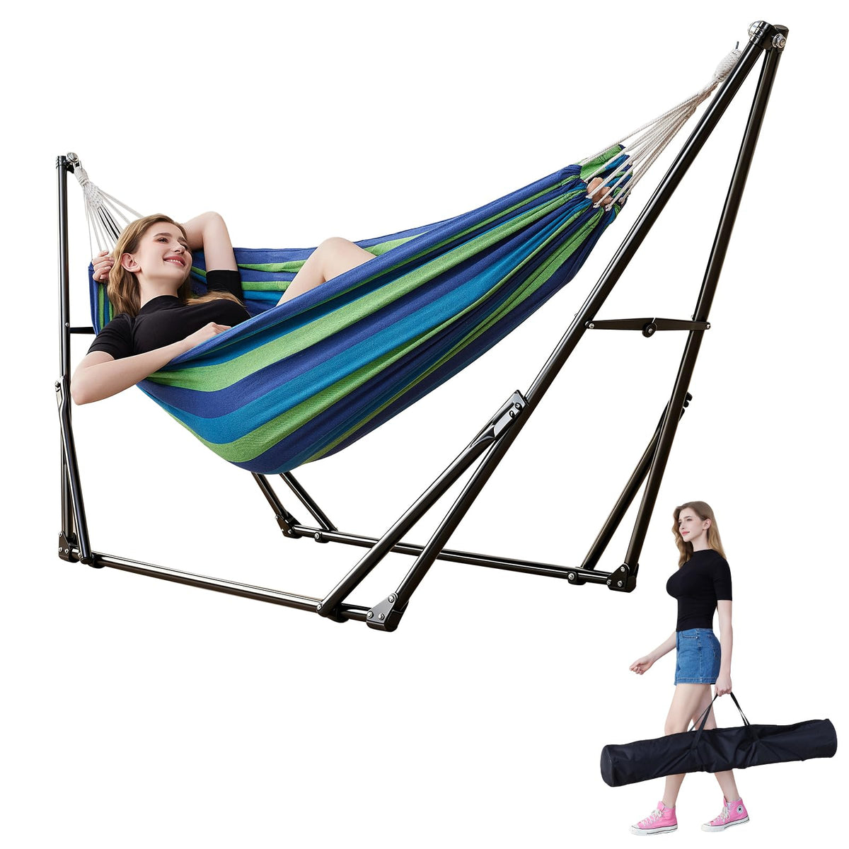 Portable Hammock with Stand for Outside or Inside,No Tree Required