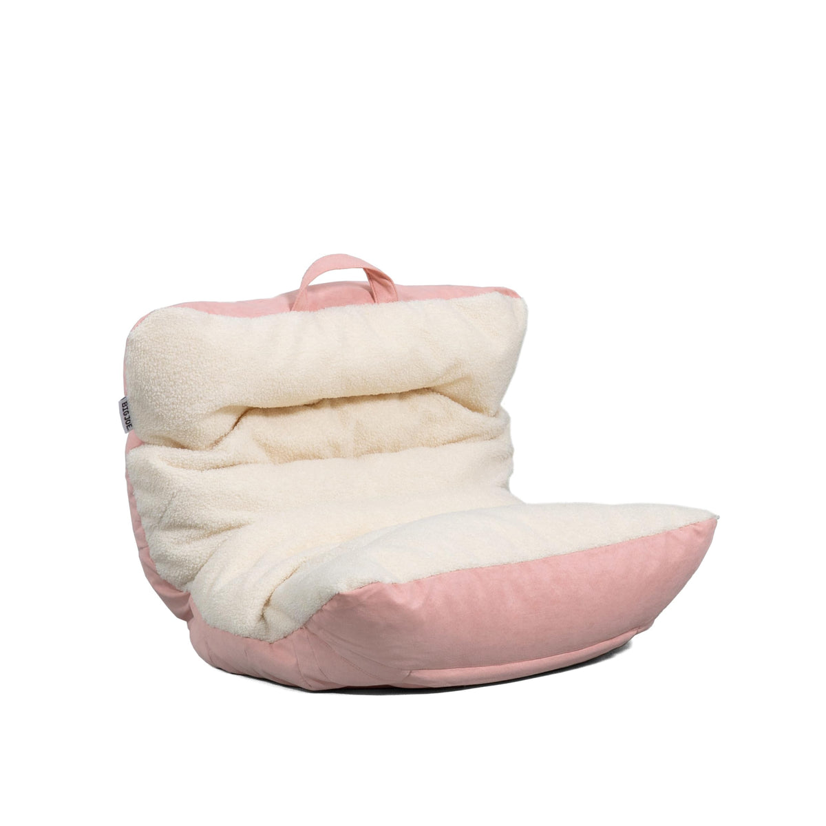 Big Joe Roma Kid's Bean Bag Chair, Oat Sherpa and Graphite, Vegan Suede, 2 Foot Lightweight Refillable Children's Seat