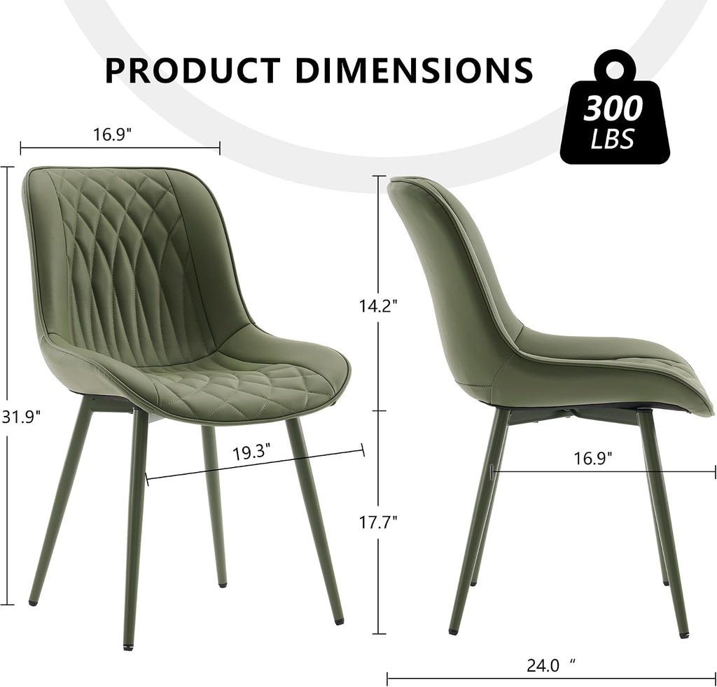 YOUNIKE Dining Chairs Set of 2 Kitchen & Dining Room Chairs Modern Green