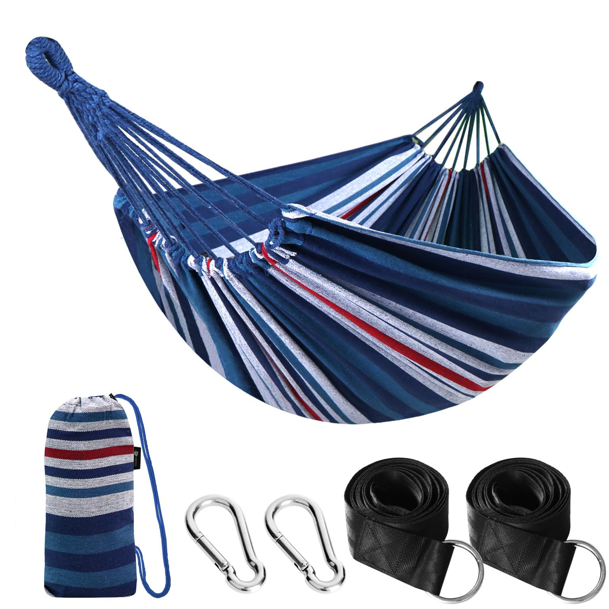ANYOO Cotton Camping Hammock Portable with Tree Straps Holds 660lbs