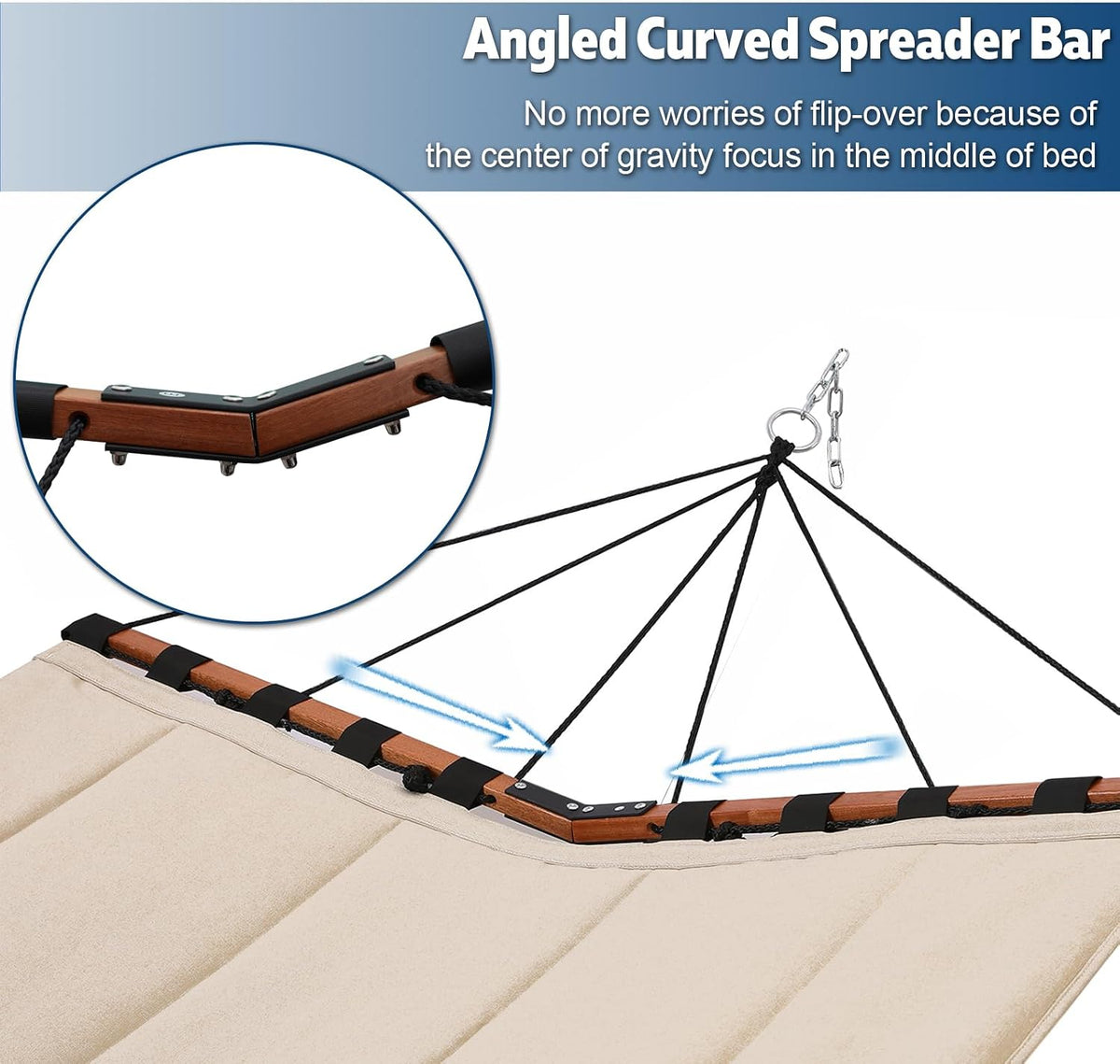 TegerDeger 12FT 2 Person Hammock with Stand V-Shape Spreader Bar - Beige