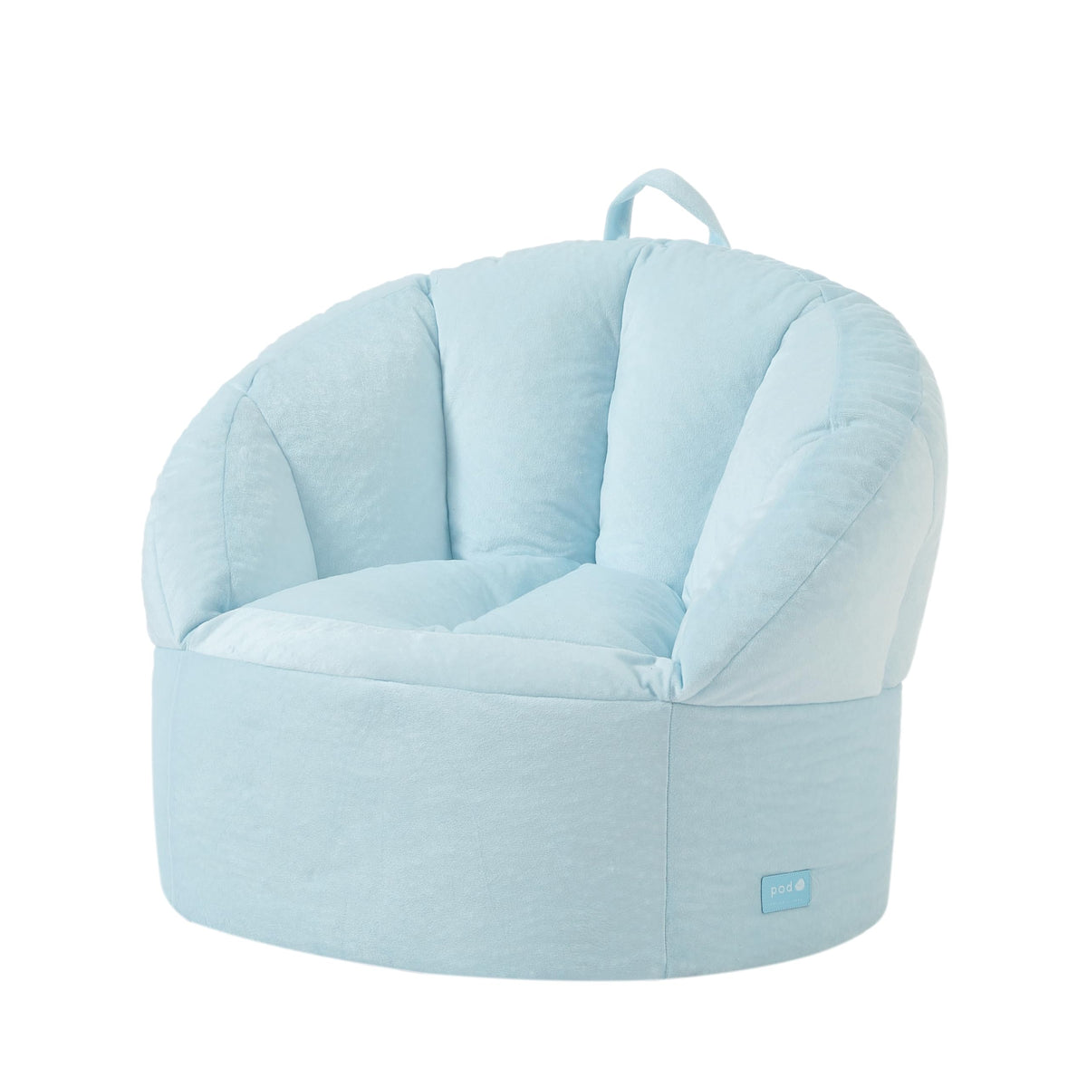 Heritage Kids Pod Curved Back Kids Bean Bag Chair, Soft Plush Lounge Seat for Bedroom or Playroom, Blue