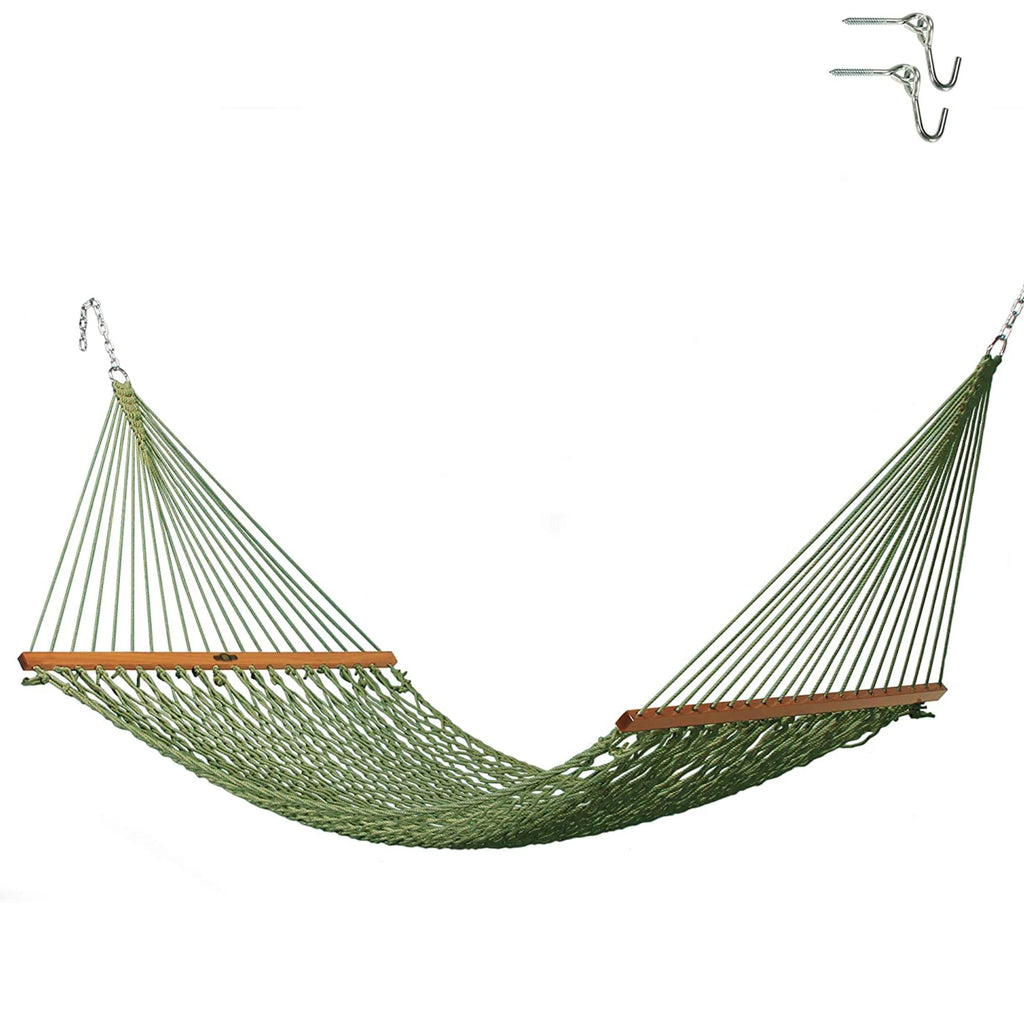 Original Pawleys Island Single Oatmeal DuraCord Rope Hammock – 12 ft. x 50 in., 1-Person, 450 lb Capacity, Oak Spreader Bar, Zinc-Plated Hardware, Handcrafted in the USA