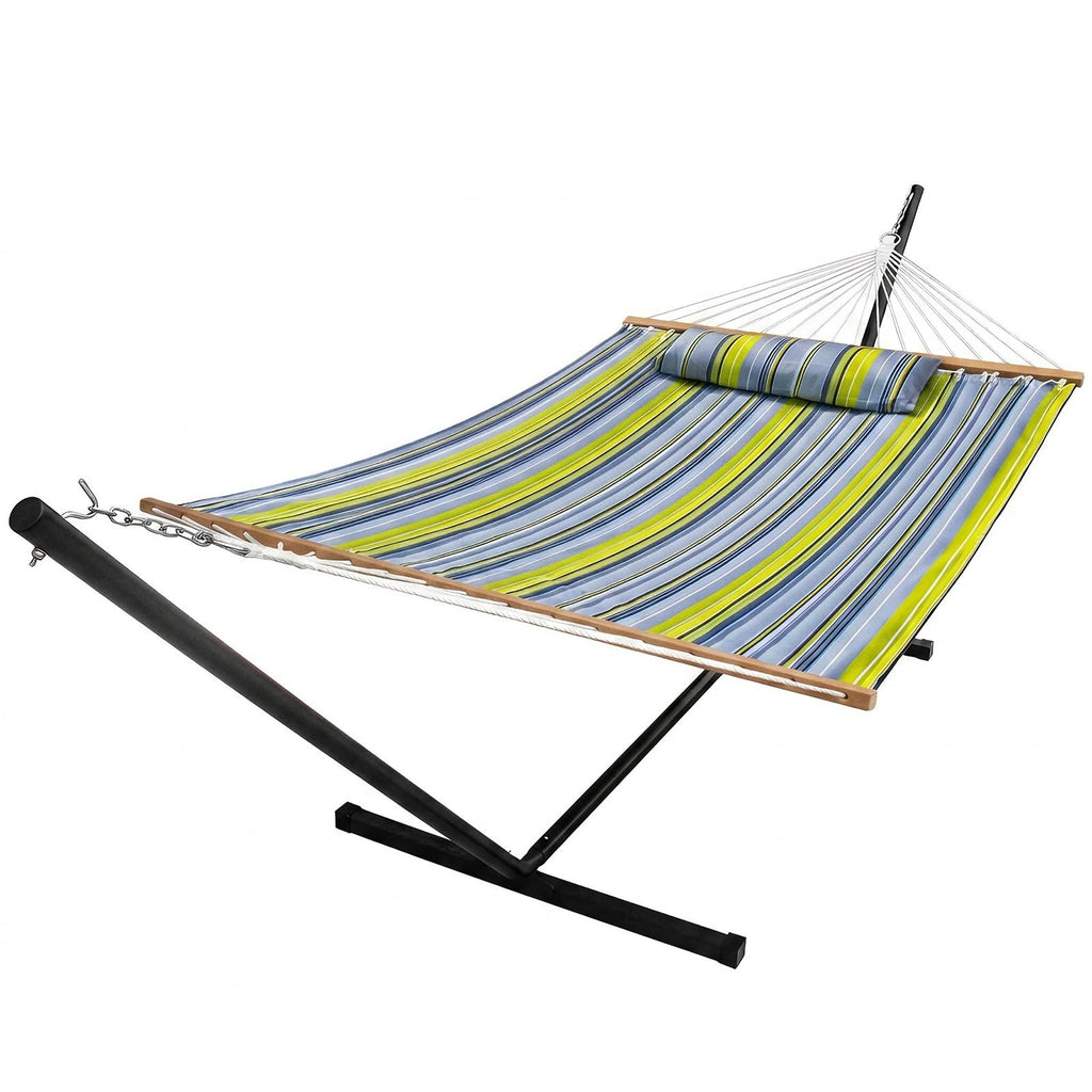 Portable Outdoor Hammock with Stand, Heavy Duty Hammock with Carrying Bag, Soft Pillow, Balance Ropes