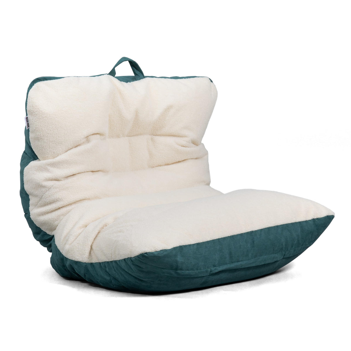 Big Joe Roma Kid's Bean Bag Chair, Oat Sherpa and Graphite, Vegan Suede, 2 Foot Lightweight Refillable Children's Seat