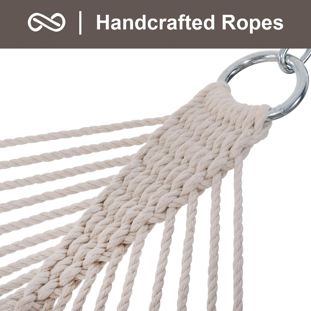 SUNCREAT Traditional Rope Double Hammock, 450 lbs Capacity, Natural