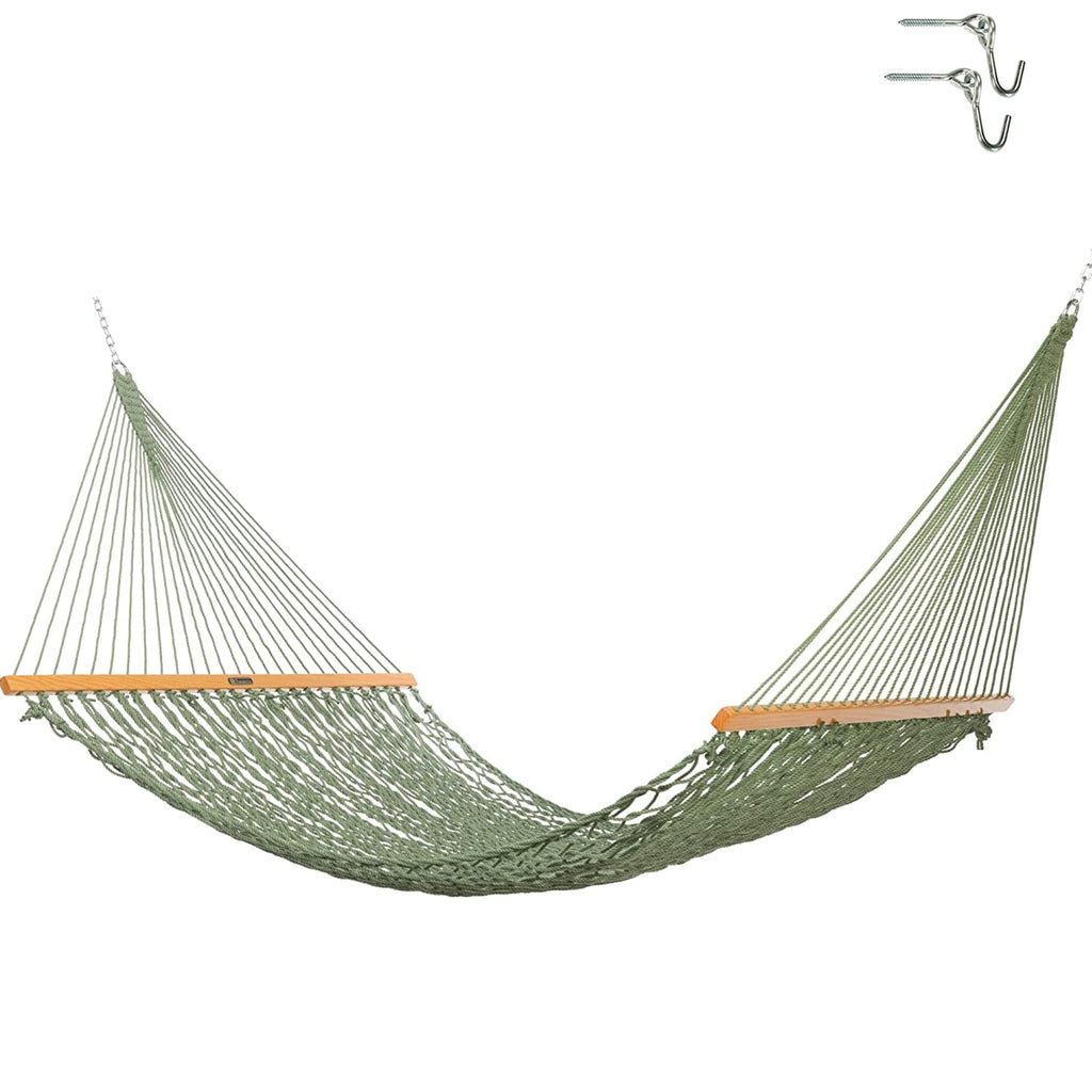 Original Pawleys Island Deluxe Oatmeal DuraCord Rope Hammock – 13 ft. x 65 in, 2-Person, 450 lb Capacity, Oak Spreader Bar, Zinc-Plated Hardware, Handcrafted in the USA