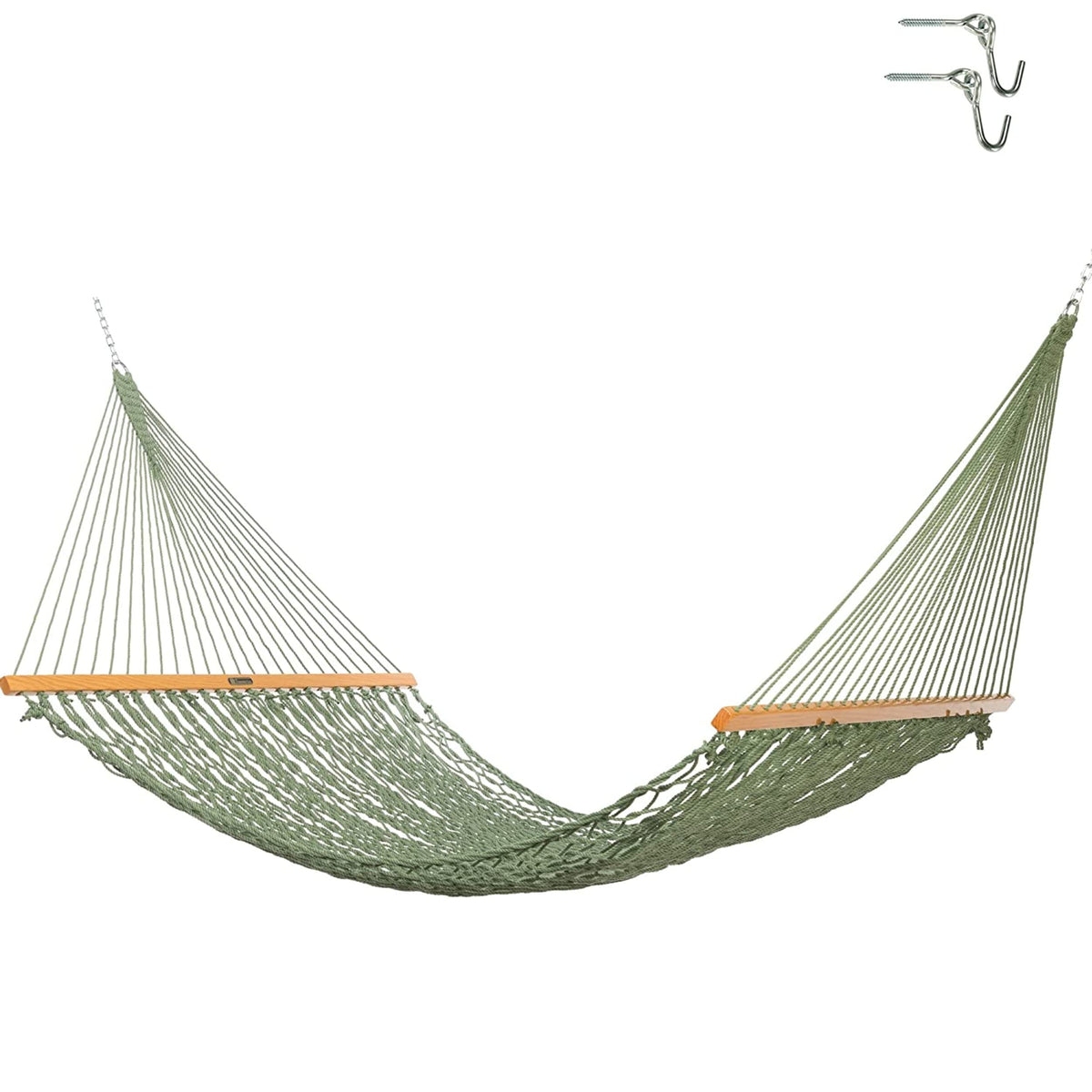 Original Pawleys Island Deluxe Oatmeal DuraCord Rope Hammock – 13 ft. x 65 in, 2-Person, 450 lb Capacity, Oak Spreader Bar, Zinc-Plated Hardware, Handcrafted in the USA