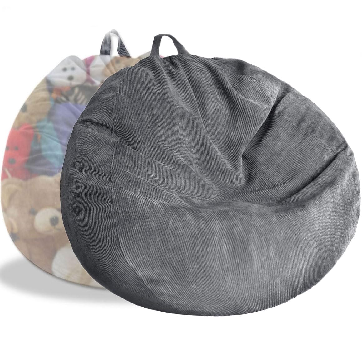 Stuffed Animal Storage Bean Bag Chair Cover (No Filler) Washable