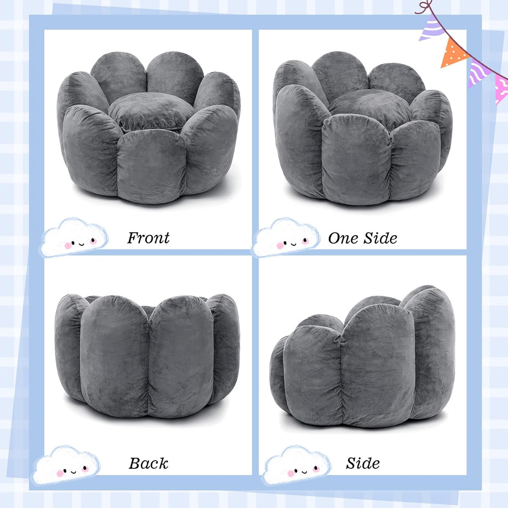 HOMMPA Bean Bag Chair for Kids Boys and Girls Comfy Beanbag Shell Shape Bean Bags Small Lazy Sofa for Living Room Bedroom Grey