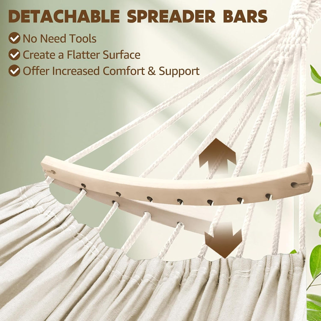 Chihee Cotton Hammock 8.9x4.9ft Holds Up to 660lbs Prevents Side-Tipping